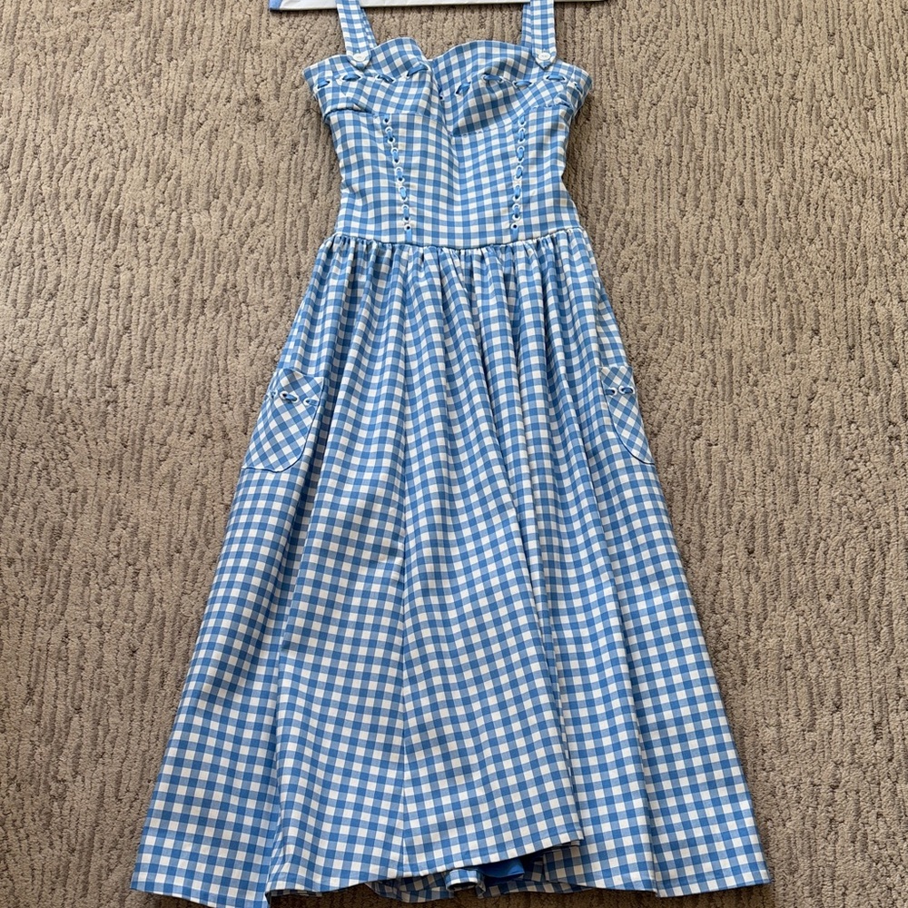 House of CB Blue and White Gingham Dress